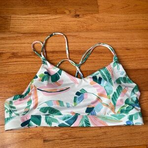 Old Navy Leafy Print womens sports braGreen and Pink size xl